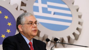 Lucas Papademos i april 2012. Lucas Papademos, tidigare premiärminister i Grekland