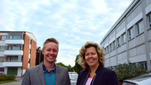 Tim Wallin, vd Gambit, och Susanna Slotte-Kock, utvecklingsdirektör Vasa stad Tim Wallin, vd för Gambit Labs och Susanna Slotte-Kock, utvecklingsdirektör vid Vasa stad.