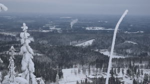 Fantastiska vyer från Vuokatti drar till sig turister vintertid. Fina vyer från Vuokatti