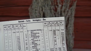 Tidig tågtidtabell få Kustbanan var ung En tidig tågtidtabell vid Gammelgården i Ingå.