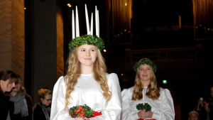 Så här bar Ingrid Holm upp kronan då hon var Åbo lucia 2014 Ingrid Holm, Åbos lucia 2014.