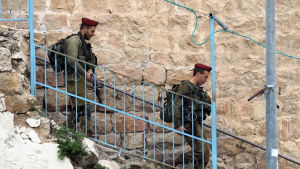 Israeliska soldater i de ockuperade delarna av Västbanken. Isreliska soldater i Hebron
