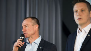 Jere Lehtinen (t.v.) och Lauri Marjamäki presenterade Finlands lag. Jere Lehtinen och Lauri Marjamäki, våren 2016.