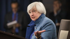 Fedchefen Janet Yellen. Janet Yellen under en presskonferens den 14 december 2016.