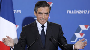 François Fillon håller tal efter att han segrat i franska högerns primärval den 27.11.2016.