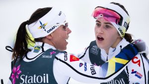 Ebba Andersson VM-debuterade starkt för två år sedan i Lahtis. Charlotte Kalla och Ebba Andersson.