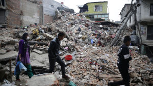 Förödelsen i Katmandu är stor efter det kraftiga jordskalvet som drabbade Nepal den 25 april.