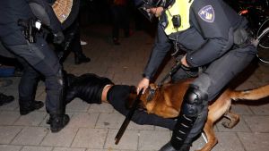 Det gick våldsamt till då nederländsk kravallpolis skingrade turkiska demonstranter i Rotterdam. Det gick våldsamt till då nederländsk kravallpolis skingrade turkiska demonstranter i Rotterdam.