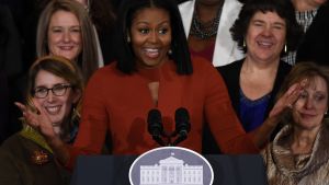 Michelle Obama håller sitt sista tal i som "First Lady" i Vita huset 6.1.2017. Michelle Obama håller sitt sista tal i som "First Lady" i Vita huset 6.1.2017.