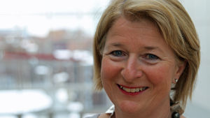 Anne Husebekk på sin arbetsplats på universitetet. Rektor Anne Husebekk vid universitetet i Tromsö.