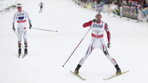 Petter Northug tystade den svenska publiken när han spurtslog Calle Halfvarsson i Falun för två år sedan. Petter Northug.