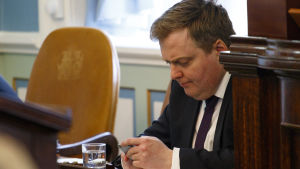 Sigmundur Davíð Gunnlaugsson. Statsminister Sigmundur Davíð Gunnlaugsson i Alltinget.
