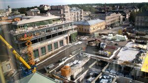 Bild från augusti 2016 då bygget av Jakobs Center var i full gång. Bygget av köpcentret i Jakobstad