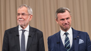 Alexander van der Bellen och Norbert Hofer. Österrikes presidentkandidater Alexander van der Bellen och Norbert Hofer.