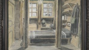 Tidig pastell från 1940-talet. Korsu heter pastellen från 1940-talet.