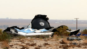 Vraket efter Virgin Galactic-kraschen år 2014. Vraket efter rymdplanet Space Shipe Two