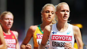Eriksson slogs ut i försöksheaten i Peking förra sommaren. Sandra Eriksson på åttonde plats i sitt heat i Peking.