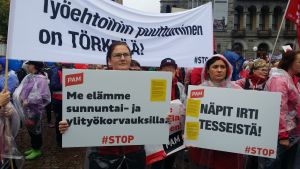 I höstens protester har kvinnofacken dominerat Demonstration på Järnvägstorget i Helsingfors