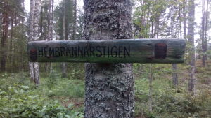 Kadermo är en mycket vacker ö med sin urgamla ekskog och vackra byggnader. Stefans hand syns i det stora och det lilla. Detaljer som träskyltar längs med skogsstigen förhöjer upplevelsen och bidrar med en gnutta humor – skithusesplanaden, tröga backen och hembrännarstigen, tar oss till det vackra sommarhuset på udden. träskylt uppspikad på träd