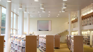 Före renoveringen fanns de svenska böckerna i tredje våningens galleri, nu hittas de nere i den stora salen på andra våningen. Tölö bibliotek