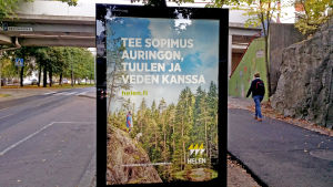 Sähköyhtiö Helenin kadunvarsimainos / uusiutuva energia