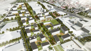 En arkitektbyrås vision av Kirstiparken. Arkitekternas vision över hur Kirstiparken kommer att se ut.