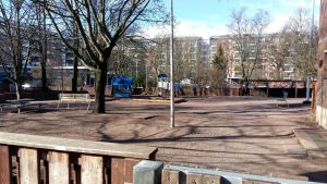 Skolgatans daghem kommer att rivas och ersättas med nybygge. Gårdsplanen till det svenska daghemmet på Skolgatan i Åbo.
