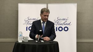 President Sauli Niinistö minns hur han som Salo-politiker letade efter St. Anthony på kartan. President Sauli Niinistö på presskonferens i Minneapolis