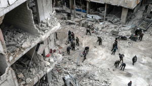 Rebellerna i Douma, den största staden i Ghouta, är nöjda med eldupphöret som ger dem en möjlighet att andas ut Rebellerna i Douma, den största staden i Ghouta, är nöjda med eldupphöret som ger dem en möjlighet att andas ut