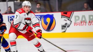 Aleksi Saarela har stänkt in mål i AHL. Aleksi Saarela i Charlotte Checkers.