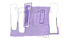 Hur kommer det att låta då vargen flyttar in bland höghusen? Illustration av varg och höghus