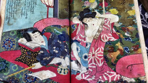 Japanilainen ukiyo-e-tyylisuuntaa edustava painokuva. Kuva sarjasta Kulttuurien juurilla