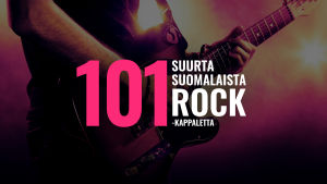 Kuva kitaristista sekä teksti "101 suurta suomalaista rock-kappaletta"
