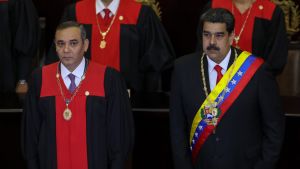 Högsta domstolens ordförande Maikel Moreno och president Nicolás Maduro under Högsta domstolens öppningssession torsdagen den 24 januari. Högsta domstolens ordförande Maikel Moreno och president Nicolás Maduro under Högsta domstolens öppningssession på torsdagen den 24 januari.