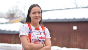 Nicolina Fredriksson spelar för andra säsongen i BK-46. Porträttbild på Nicolina Fredriksson.