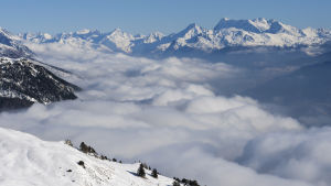 Crans-Montana i Schweiz. Bilden tagen i december 2017.