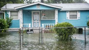 Översvämning på uppfarten av ett hem i South Carolina efter Dorian. Översvämning på uppfarten av ett hem i South Carolina efter Dorian.