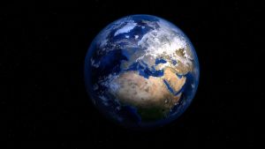 Dödens horisont? Eller evighetens synvinkel? Jorden från rymden. Afrika och Euroa är synliga kontinenter.