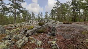 Gravrösena från bronsåldern i Sammallahdenmäki hör också till de platser i Finland som finns på Unescos lista. Många stenar är samlade i en lång bronsåldersgrav uppe på ett berg.