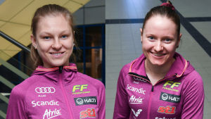 Eveliina Piippo och Johanna Matintalo under landslagets pressträff i oktober.