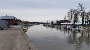 Delta café finns i småbåtshamnen i Ingå kyrkby. Arkivbild. Småbåtshamnen i Ingå i november, några enstaka båtar är förtöjda vid kajerna.