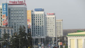 Den sovjetiska arkitekturen står hög i Minsk. Den sovjetiska arkitekturen står hög i Minsk.