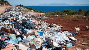 Mycket plast ligger och skräpar i naturen runt om i världen. Massvis med plastskräp bredvid en väg