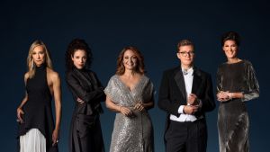 Nobel 2019. Victoria Dyring, Jessika Gedin, Pernilla Månsson Colt, Gustav Källstrand ja Cecilia Gralde.