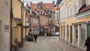 Mediernas rapportering om Sölvesborg är skev, anse Louise Erixon. En gata i Sölvesborg i Sverige