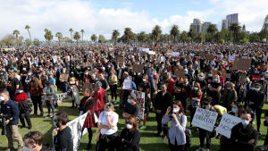 Demonstranter i Langley Park i Perth, Australien 13.6.2020 Demonstranter i Langley Park i Perth, Australien 13.6.2020