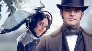 Lady Maria Grey (Ella Purnell) ja Charles Pope (Jack Bardoe). Downton Abbeyn käsikirjoittajan uusi draamasarja.