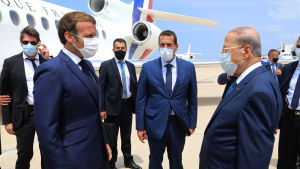 Frankrikes president Emmanuel Macron anlände på torsdagen till Beirut på besök Frankrikes president Macron anländer till Beirut på besök