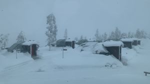 Lyxövernattning i glasiglor går hem hos utländska turister. En rad med glasigloon i ett vintrigt landskap.