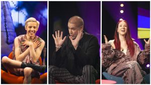 Kuva Viisukuplan kuvauksista. Ronja Stanley, Marco Bjurström, Tuure Boelius.